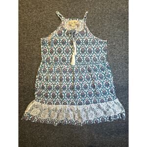 Cedar Rose Boho Tank Top Lace Trim Size XL EUC